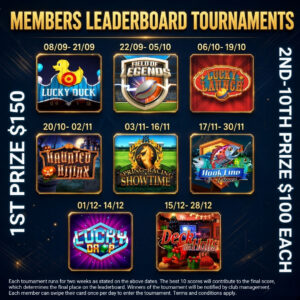 Members Leaderboard Tournaments Club Sydney Sept - Dec 2026