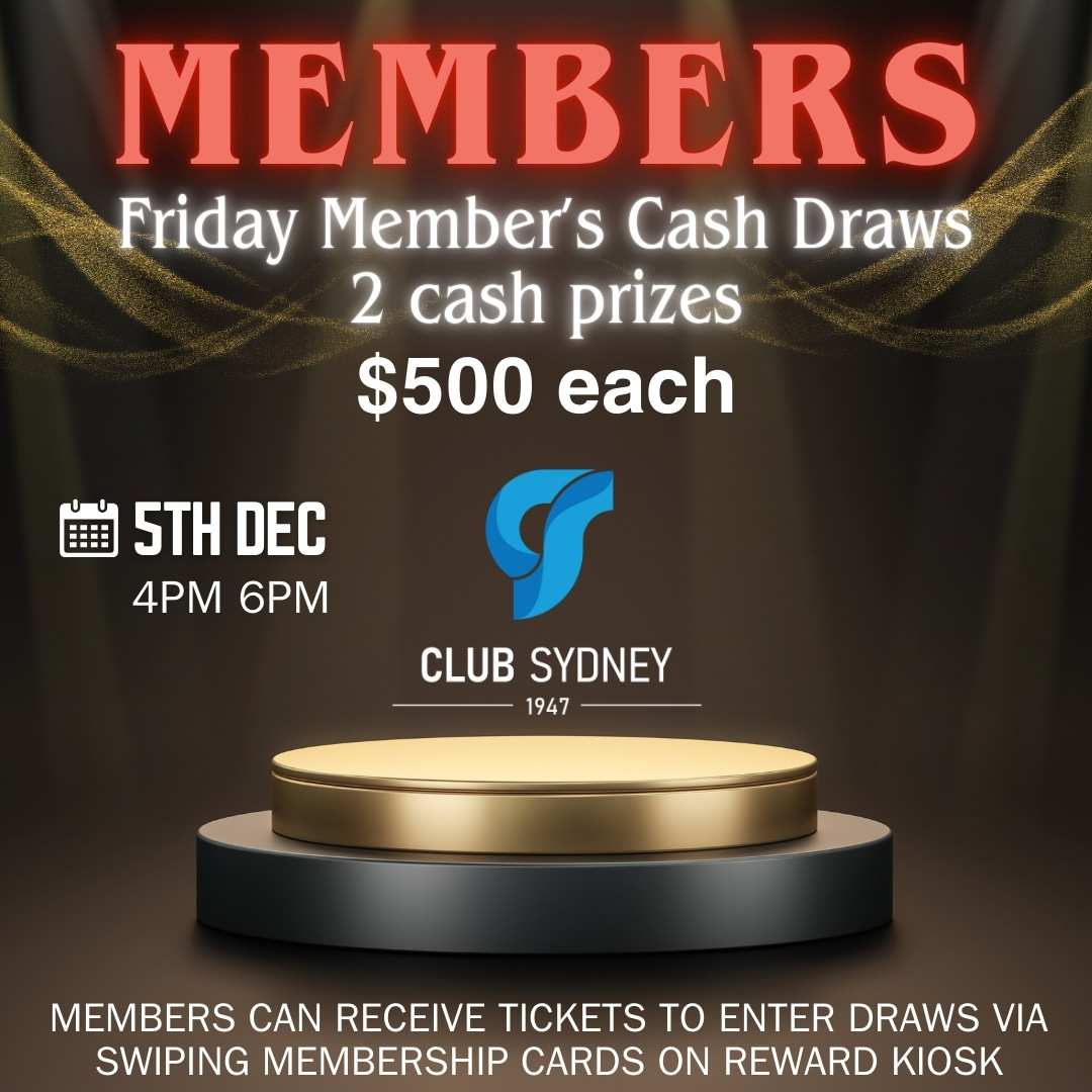 weekly members draw 05122025 Club Sydney