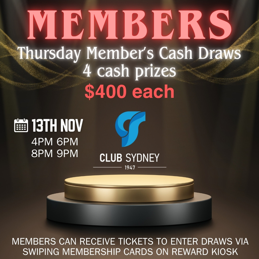 weekly members draw 13112025 Club Sydney
