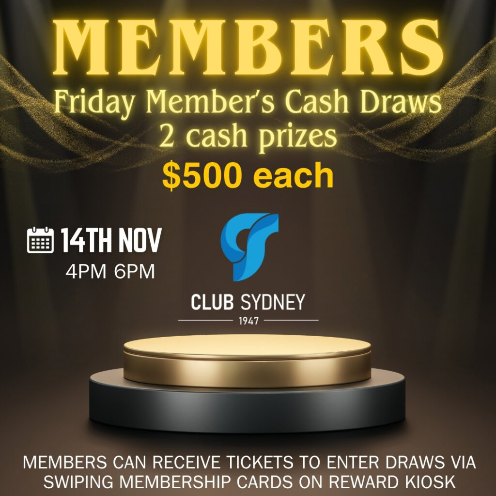 weekly members draw 14112025 Club Sydney