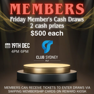 weekly members draw 19122025 Club Sydney