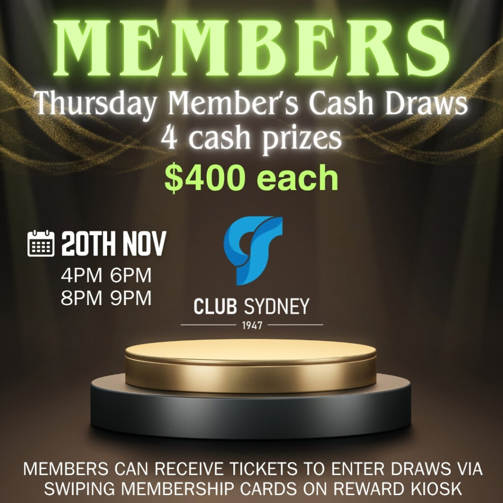 weekly members draw 20112025 Club Sydney