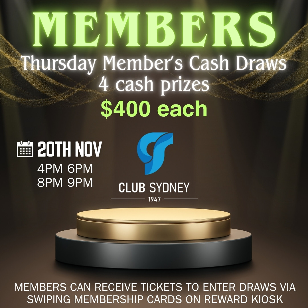 weekly members draw 20112025 Club Sydney