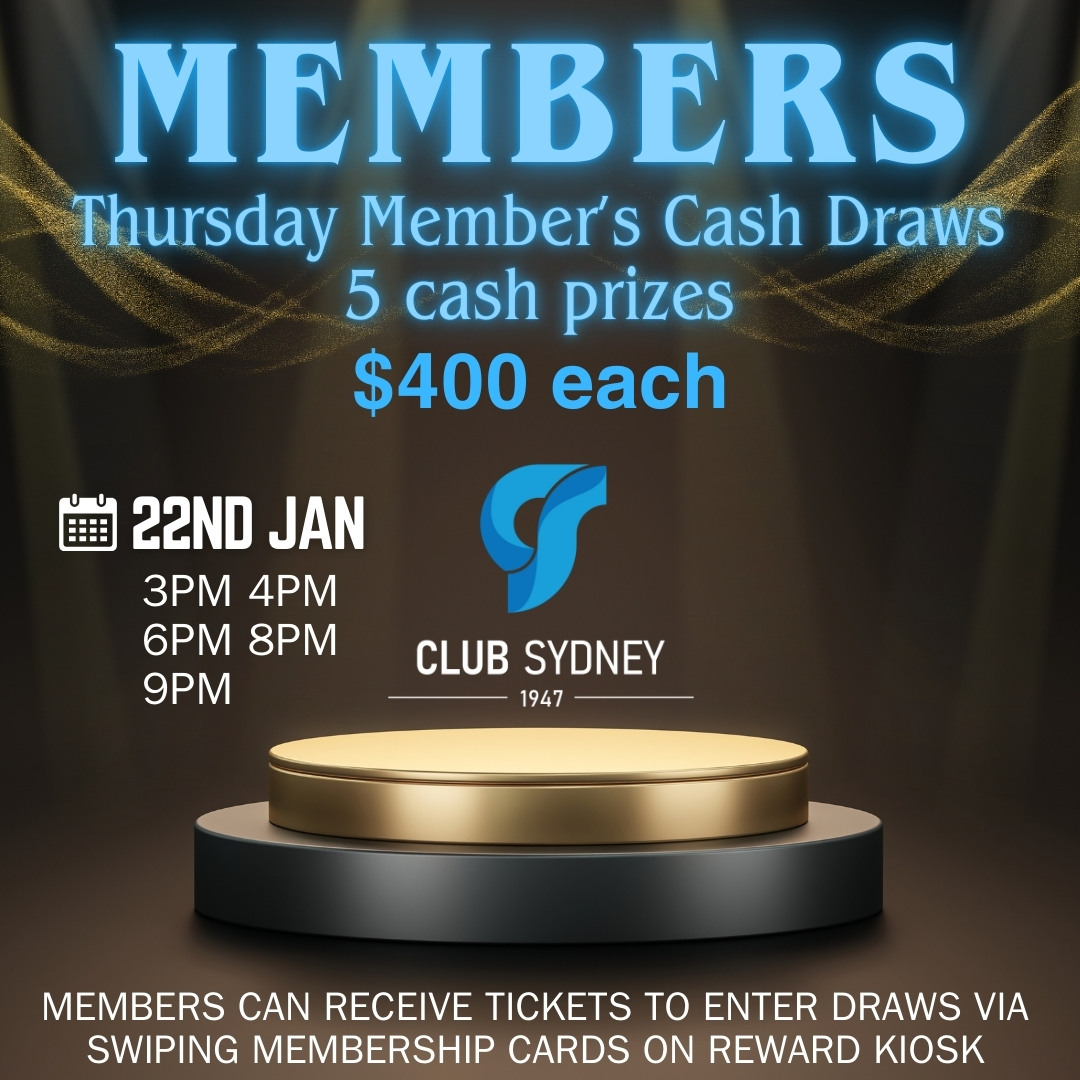 weekly members draw 22012026 Club Sydney
