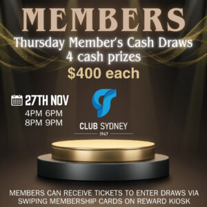 weekly members draw 27112025 Club Sydney
