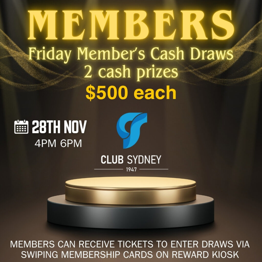 weekly members draw 28112025 Club Sydney