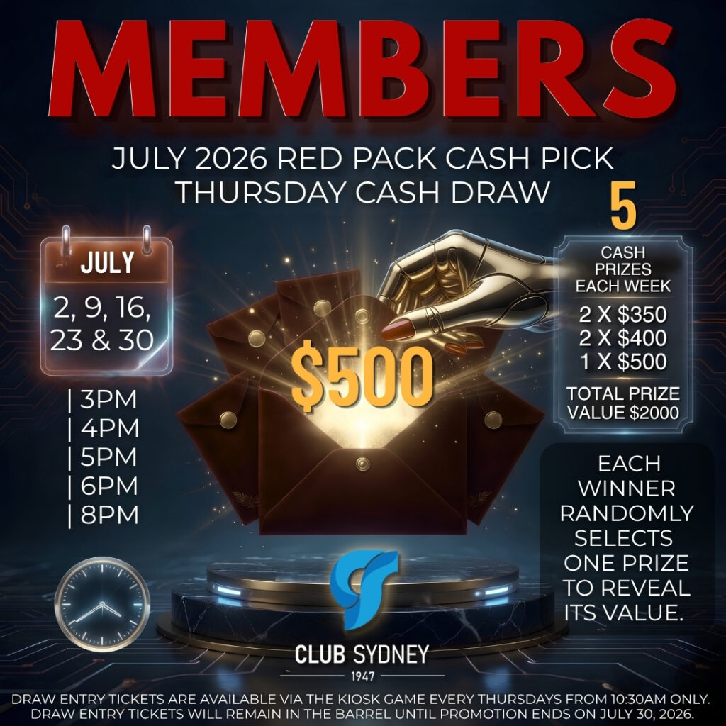 weekly members draw July2026 Club Sydney