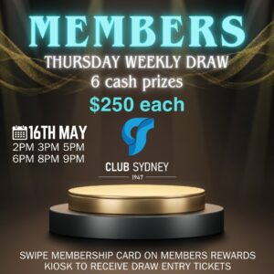 weekly members draw at Club Stockton